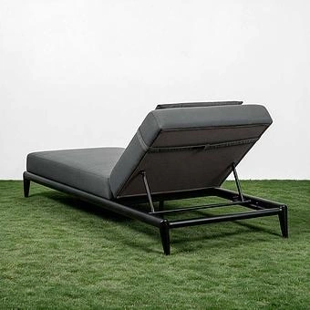 Садовый шезлонг-лежак Dune Lounger, Black акриловая ткань Anthracite Carbon - ракурс 4