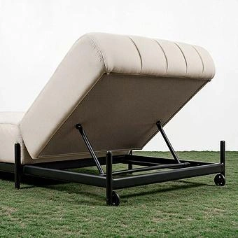 Садовый шезлонг-лежак Luna Lounger, Black акриловая ткань Light Stone - ракурс 7