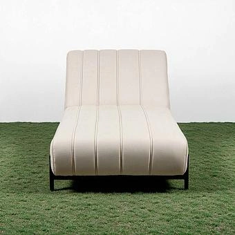 Садовый шезлонг-лежак Luna Lounger, Black акриловая ткань Light Stone - ракурс 2