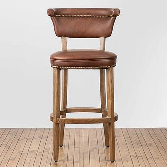 Барный стул Angeles Barstool High, Weathered Oak натуральная кожа Vintage Cigar - ракурс 2