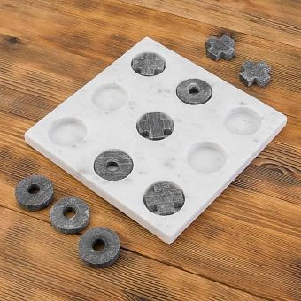 Крестики-нолики Tic Tac Toe In White And Grey Marble