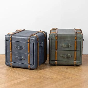 Тумба-сундук Forward Side Table RM натуральная кожа Dark Blue Master - ракурс 12