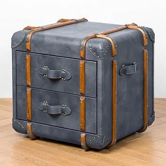 Тумба-сундук Forward Side Table RM натуральная кожа Dark Blue Master