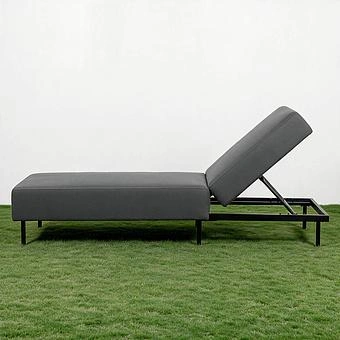 Садовый шезлонг-лежак Chic Lounger, Black акриловая ткань Lead Chine - ракурс 3