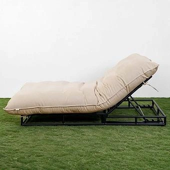 Садовый шезлонг-лежак Coral Lounger, Black акриловая ткань Heather Beige - ракурс 3