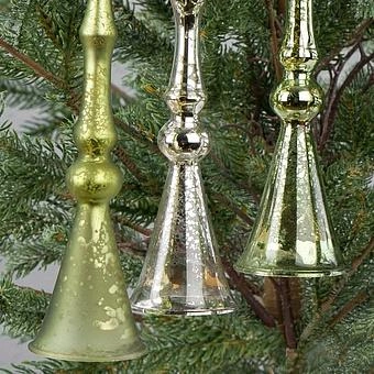 Набор из 3-х ёлочных игрушек Set Of 3 Bells Silver, Copper And Green 20 cm - ракурс 3