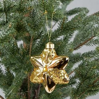 Ёлочная игрушка Star Shaped Ball Gold 11 cm - ракурс 6