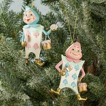 Набор из 2-х ёлочных игрушек Set Of 2 Playing Card Men Pink Blue 10 cm
