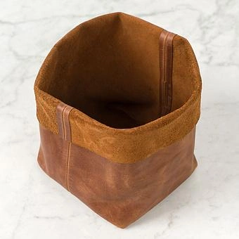 Корзина для хранения Leather Storage Basket Small натуральная кожа Caramel - ракурс 2