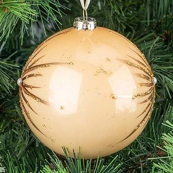 Ёлочная игрушка Large Snowflake Ball Beige 10 cm - ракурс 2