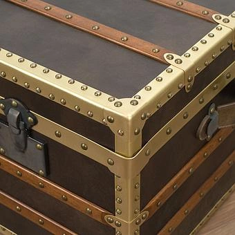 Журнальный стол-сундук Cargo Coffee Table RM натуральная кожа Antique Master - ракурс 8