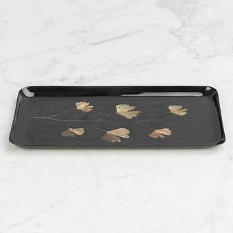 Поднос Ginkgo Black And Gold Trinket Tray - ракурс 2