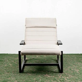 Садовый шезлонг-лежак Roxy Lounger, Black акриловая ткань Light Stone - ракурс 3