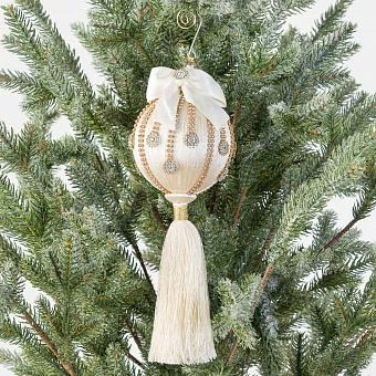 Новогодняя подвеска Rhinestones Beige Ball Pendant With Tassel 26 cm