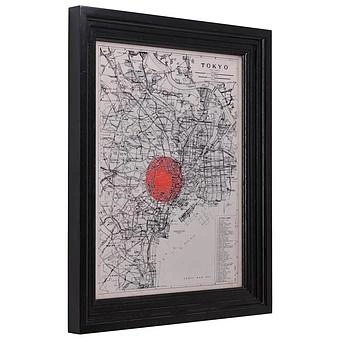 Картина-принт Classic Map Tokyo, Black Wood дуб Black Oak - ракурс 2