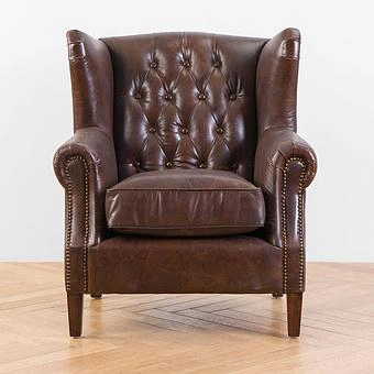 Кресло Parlament Armchair, Red Brown Wood D натуральная кожа Vintage Brown - ракурс 2