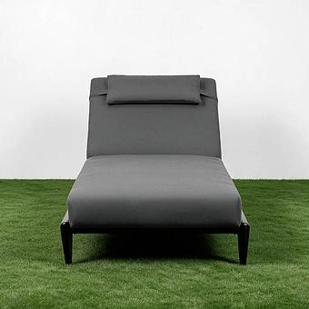 Садовый шезлонг-лежак Dune Lounger, Black акриловая ткань Anthracite Carbon - ракурс 2