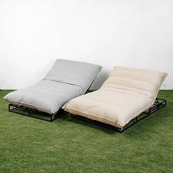Садовый шезлонг-лежак Coral Lounger, Black акриловая ткань Heather Beige - ракурс 10
