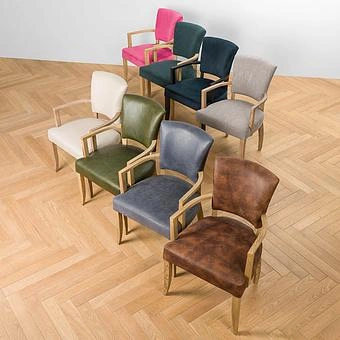 Стул Mami Dining Chair With Arms, Oak Brown натуральная кожа Autumn Brown - ракурс 13