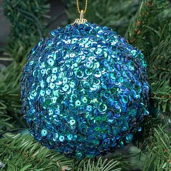 Ёлочная игрушка Sequin Ball Blue/Green 10 cm